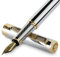 Scriveiner Silber Füllfederhalter Füller Edel mit Echtvergoldung, Schmidt vergoldete Feder (fein), Bestes Geschenk für Herren und Damen, Manager, Führungskräfte (Silber Chrom)
