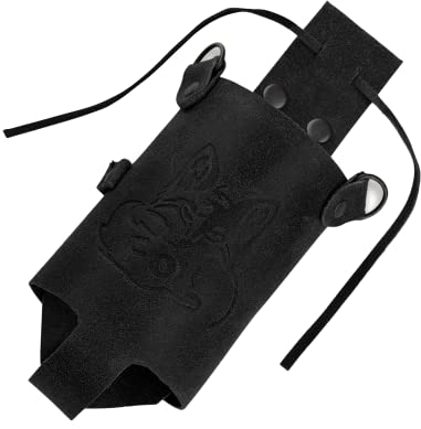 Black Forest Fox Holly Holster Holster – Ceinture de bière en cuir de buffle de qualité supérieure – Accessoire de support de bière – Compatible avec diverses canettes et bouteilles – Noir