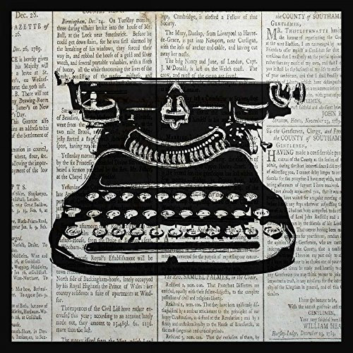 Kunstdruck auf Holz, Vintage-Schreibmaschine, Ballantyne Piper, quadratisch, Vintage-Stil, Retro-Design, 76,2 x 76,2 cm