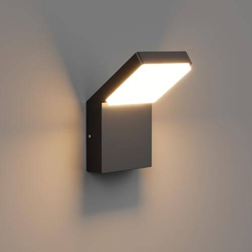 Klighten 24W LED Wandleuchte Aussen Innen, Wasserdicht IP65 Außenlampe Außenleuchte Wand Modern Wandlampe, Außenwandleuchte für Terrasse Eingang Garten, 1500 Lumen, Schwarz, Warmweiß 3000K
