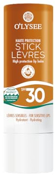 O'LYSEE - Sun ProtectProtection Solaire FPS 30 - stick lèvres protection UVA/UVB & hydratation 24 h, baume à lèvres au beurre de karité et huile de coton