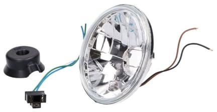 Scheinwerfereinsatz rund, klar 12V H4 HS1 Standlicht kompatibel mit Simson | Mit Standlicht, für 12V H4 oder HS1 Halogen-Leuchtmittel; kompatibel mit Simson S50, S51, S70; Scheinwerfergehäuse 40865