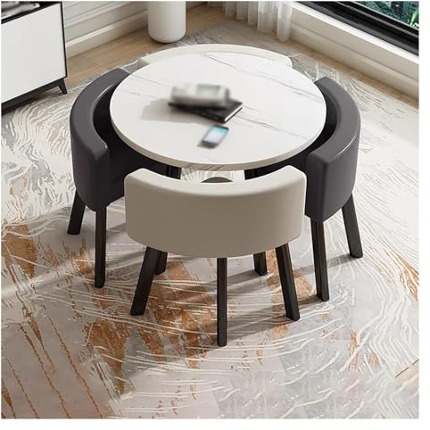 Büro Empfangsraum Clubtisch,Runder Esstisch Set,Rezeption Tisch Und Stuhl Kombination,Besprechungstisch,Besprechungstisch Mit Stühlen,Verhandlungstisch,Tisch Und Vier Stühle,Raum,Küche (Color : PU le