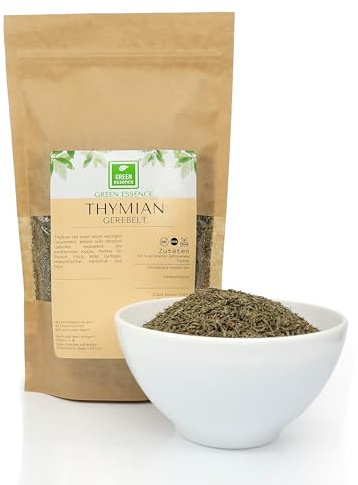 Thymian getrocknet Gewürz 500g (2x250g) Thymian gerebelt von Green Essence | Thymian Tee 500 g, schonend getrocknet, Kräuter Top Qualität, Hochwertiger Thymian, Kräutertee, Thymiankraut 500 Gramm