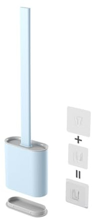 Lkw Ogechi Spazzolone WC Colorato in Silicone, Scopino WC con Set di Supporto con Manico in Plastica Lunga Antiscivolo e Setole Flessibili Morbide in TPR, Spazzola per WC da Bagno con Setole Pulite