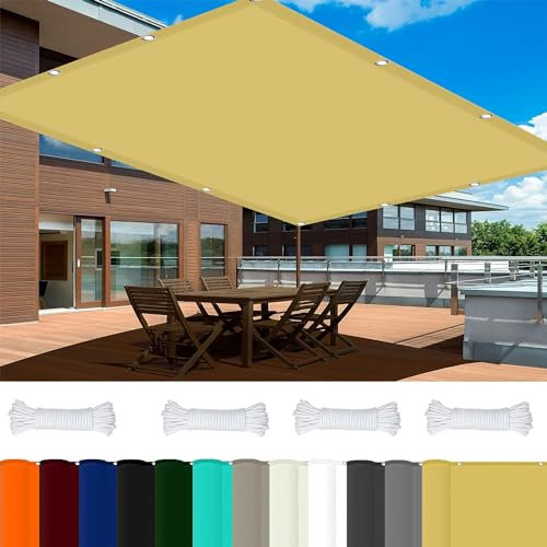 Telo di Ricambio per Ombrellone 3 x 3.8 m 98% Protezione UV Tenda a Vela Parasole Poliestere per Giardino, Balcone, Piscina, Color Crema