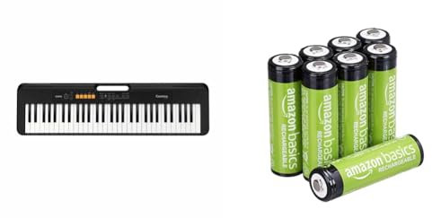 Casio CT-S100 Noir & Amazon Basics - NiMh Piles rechargeables AA, pré-chargées, Lot de 8 (le visuel peut différer)
