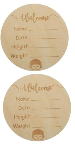 Abaodam 2 Stücke Infant Holz Name Zeichen Baby Geburt Ankündigung Bord Einzigartige Holz Baby Willkommen Zeichen