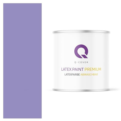 Q-COVER Latexfarbe Abwaschbar 2L (ca.14m2) Lavender Blau Farbton Innenfarbe Wandfarbe Deckenfarbe Klasse 2 Mattfarbe Für Allergiker Scheuerfest Geruchlos Frei Von Voc