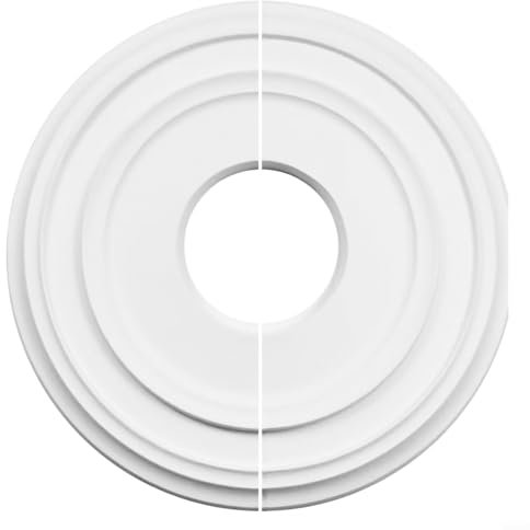 Ceiling Medallion, 12 inch Round Medallion PU Decorative Ceiling Fan Light Fixtures Covers Plate, Elegant White