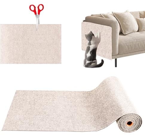 Kratzmatte Katze,Selbstklebend Kratzmatte Katze,Kratzschutz Sofa Katze,Kratzmatte Katze Wand,Kratzwand für Katzen,Katzenkratzmatte für Schützt Möbel Couch Sofa Wand Tür (cremefarben)