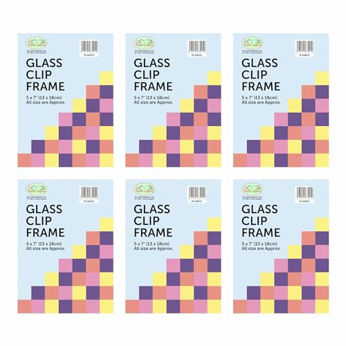 Clip Frame (Pack of 6) Picture Photo Frames 5 x 7 inch Frameless with glass front - For Home and Office Poster - (Clear, 5 x 7 Inch)