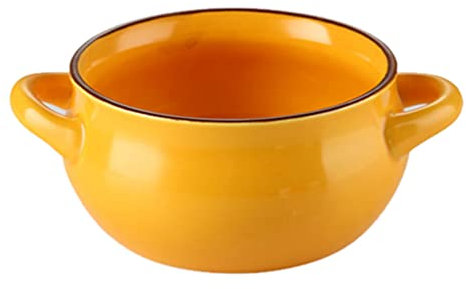 DUANxiaoyanK Bol à soupe en céramique de style européen, double poignée, passe au micro-ondes et au lave-vaisselle, parfait pour la soupe à l'oignon français, 15 x 5,5 x 10 cm