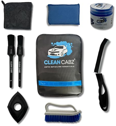 Clean Cabz® 8-Piece Premium Interior & Exterior Car Cleaning Kit – Includes Pet Hair Remover Tool, Cleaning putty, Brushes & Accessories – Complete Detailing Set - Valeting Equipment