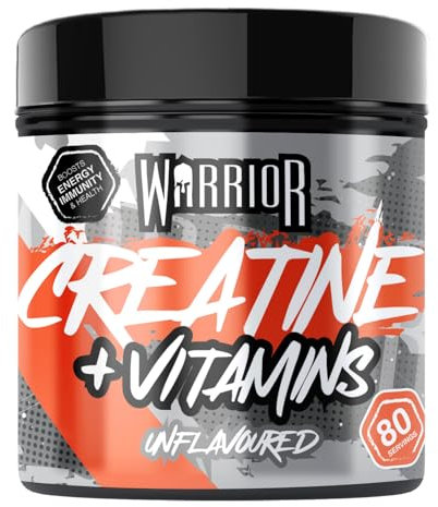 Warrior Creatine Monohydrate Powder + Multivitamin 360g (80 Servings) – Micronised Creatine Powder Supplement for Men & Women – Vitamin D, A, C, E, B Complex, Magnesium, Iron, Zinc – Unflavoured