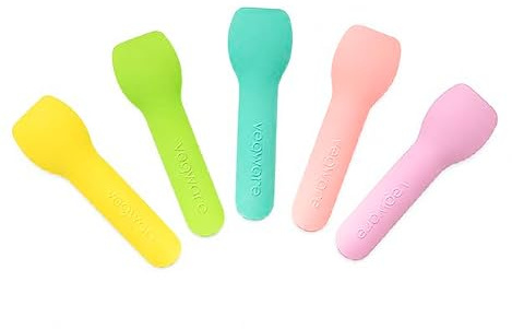 Monouso | 50 Cucharillas de Cartón, 9cm, Colores Variados, Desechable, Compostable, Cartón Rígido, Ideal para Helados, Postres, Picnic, Eventos, Reciclable