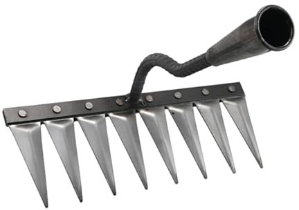 Rateau de Désherbage, Râteau de Jardin En Acier Au Carbone, Rateau Bertaus Outils Jardinage, Désherbage Polyvalent Outil de Des Mauvaises Herbes de La Terre Pour La Ferme, Terre et Pelouse, 8 Dents