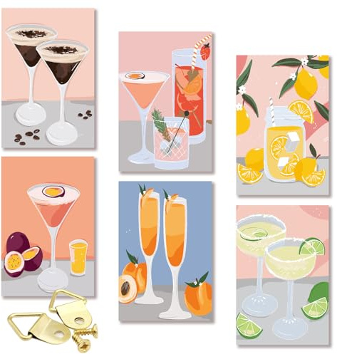 QITIXI:OU Malen-nach-Zahlen-Weingläser-Set mit 6 Stück - Cocktailgläser DIY handbemalt, 30 x 20 cm Selbermachen Handgemaltes Ölgemälde-Set für Erwachsene und Anfänger Mit Pinsel Und Acrylfarben
