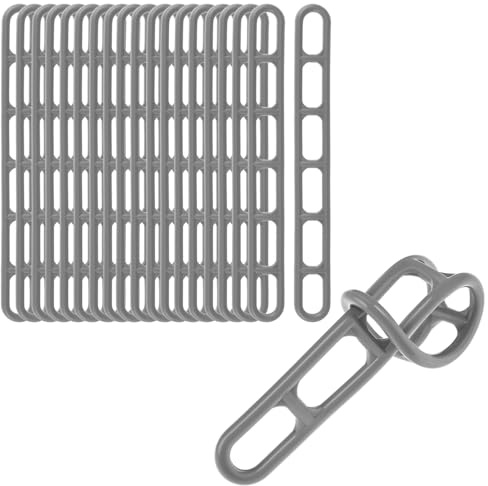 QWORK® 20 Pièces tendeurs de Tente, éléments de Serrage en Plastique à 6 Trous pour Les auvents, tendeurs en Caoutchouc, Gris