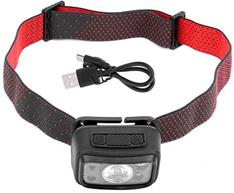 Pilipane Smart Sensor Headlamp Rechargeable LED Front Light USB Charging Adjustable Brightness for Cycling Camping Fishing ABS PC Material Black 96g