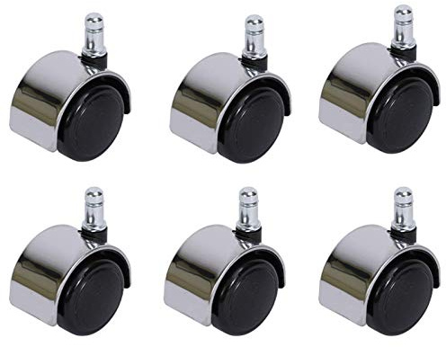Plate Casters Set of 6 Office Chair Casters Wheels for Hard Floors Replacement Castors Polyurethane Wheels Universal Swivel Chair Wheels Computer Chair Casters with Stem Load 150kg