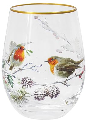 The Leonardo Collection Verre à pied en forme de rouge-gorge de Noël pour la maison et les restaurants | Verrerie élégante pour tous les types de boissons | Jolis verres à boire pour homme et femme