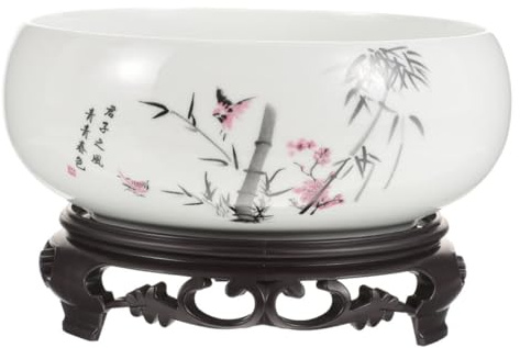 KONTONTY Maceta de Cerámica para Plantas de Interior Azul y Blanco Cuenco Grande para y Sin Orificio de Drenaje Decoración Oriental Resistente y Elegante para y Jardín