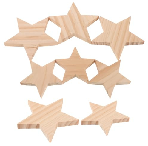 NUOBESTY Holzstern 3D FüNfzackiger Stern Zum Basteln Unbehandeltes Holz Mit NatüRlicher Holzmaserung FüR Diy Dekorationen Party Weihnachtsdeko 3.3X3.1X0.4 Zoll
