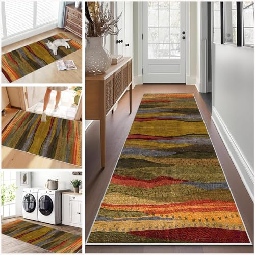 Ruxevnsy Tapis Cuisine Devant Evier Antidérapant et Lavable 60 x 200 cm Tapis Couloir Long Moderne, Paillasson Interieur Entree Long Tapis de Passage pour Couloir Cuisine Chambre Entrée Buanderie