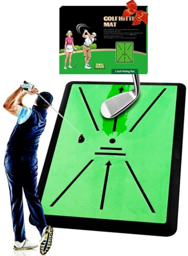 Golf Abschlagmatte 40x30 cm - Golfübungsmatte mit Schwungbahn-Feedback & Rutschfester Basis, für Innen/Außen Spielstärken