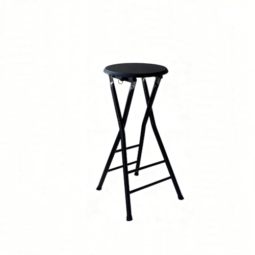 MACAGGTNTU Sgabello Alto Da Bar Pieghevole 60 70 80cm Sgabello Da Cucina Portatile Sgabello Pieghevole Rotondo Per Cucina/Colazione/Campeggio(Black,80cm/31.5in)