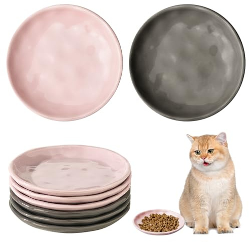 Set Di 6 Ciotole per Gatti in Ceramica: Piatto Cibo Gatto, Facili Da Pulire, Ciotola Piatta Gatti per Alleviare L'affaticamento Dei Baffi, Ciotole Piatte per Gattini Cuccioli E Piccoli Animali