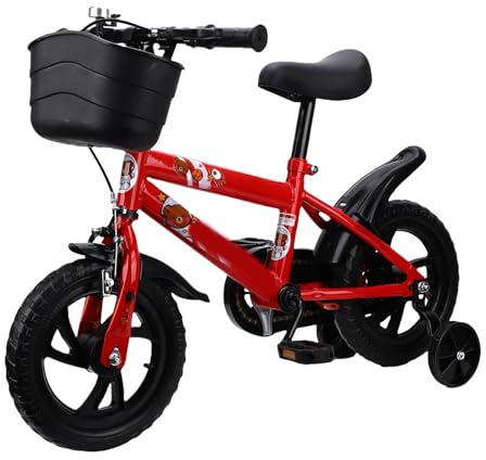 Eujgoov Justerbar Höjd Barncykel 12 Tum Pojkar Flicka Broms för 3 Till 6 år med Träningshjul Dämpad Sits för Komfort