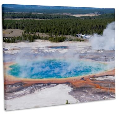 3dRose Wyoming - Grand Prismatic Geyser, Midway Geyser Basin, Yellowstone NP Museum Grade Canvas Wrap 14x11