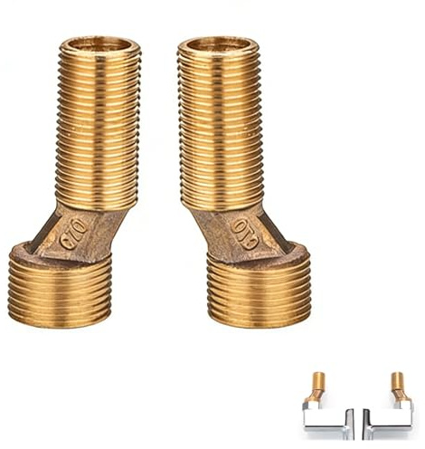 Conector Masculino de Latón para Baño Ducha con Brazo Giratorio Ajustable y Reductor Excéntrico - Adaptación de la Distancia de Mezclador de 1/2 a 3/4 Pulgadas, Anticorrosión y Fácil Instalación