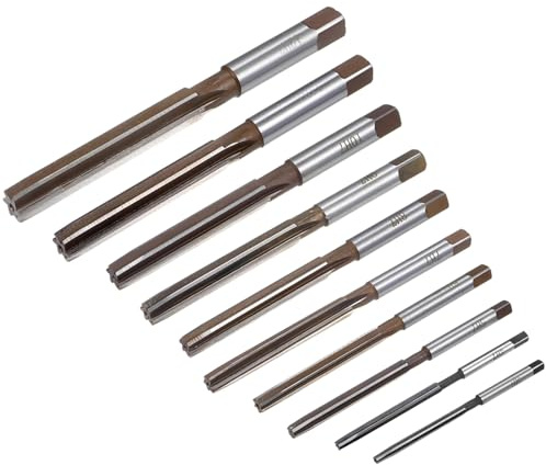 10-teilig Reibahle Set, Handreibahle, 3mm-12mm H7 HSS Legierter Stahl, Metrische Reibahle für die Metallbearbeitung und Holzbearbeitung