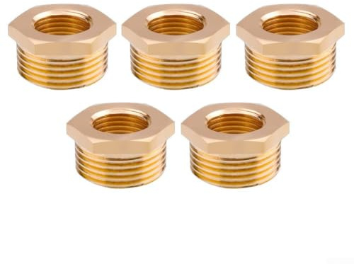 Juego de conectores reductores de latón, 1 x 1/2 pulgadas, adaptador de rosca NPT, hexágono para conexiones de tuberías, sistemas de calefacción, riego de jardín y sistemas de presión