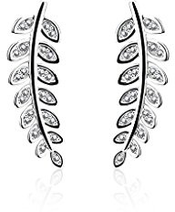 beyoutifulthings 1 Paar Ohrklemmen OLIVEN-BLÄTTER 21 x 3mm Set Ohringe Ohr-ringe Ohr-clip Ohr-stecker Chirurgenstahl Zirkonia Silber Gold Roségold