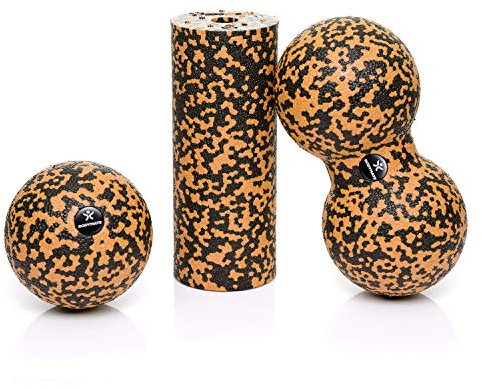 BODYMATE Faszien MINI-SET Schwarz-Orange - Mini-Faszien-Rolle L15xD6cm, Ball D8cm und Duo-Ball D8cm im Set