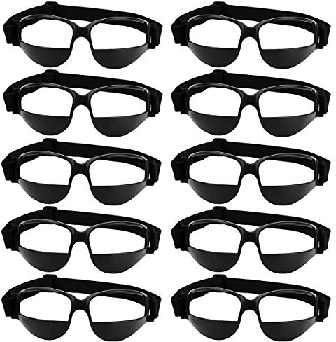10 occhiali da pallacanestro, dribbling, professionali, per basket, allenamento, con cinghia elastica regolabile, occhiali di sicurezza, per bambini, adulti, adolescenti, golf, rugby, calcio