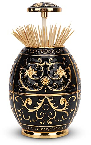 HERCHR Zahnstocherhalter, Spender für Zahnstocher, Zahnstocher Spender, Push-Stil Retro Metall Hochstrecken Retro-Stil Dekorativer Zahnhalter Mit Füßen Zahnstocherhalter Für Zuhause