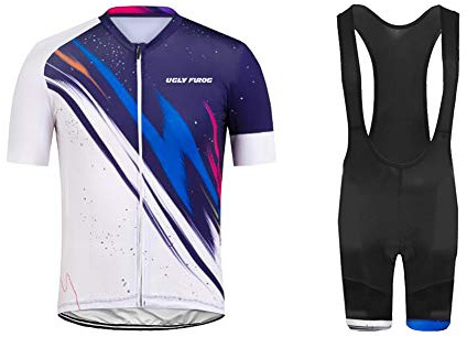 UGLY FROG Fahrradbekleidung Herren Sommer Radtrikot Kurzarm Set Schnelltrocknend Atmungsaktives Shirt + 20D Cushion Shorts Gepolsterte Hose Pro DXMH03