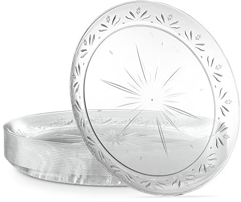 PLASTICPRO 10'' inch Premium Extra large Heavy Weight Crystal Clear Disposable Plastic Dinnerware Party Plates or Platter Pack of 40