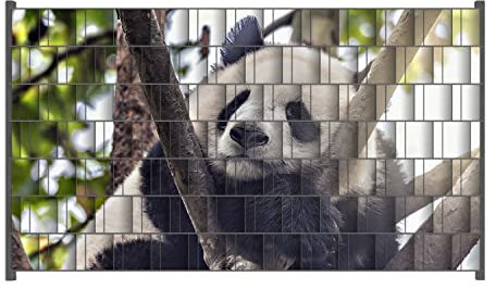 Wallario Zaun Sichtschutz Windschutz für EIN- und Doppelstabmattenzäune in der Größe Breite 2,50m x Höhe 1,40m, Motiv: Schlafender Panda in einem Baum