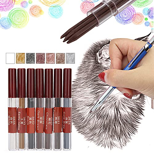 Qcwwy Farbige Druckbleistiftminen, Buntbleistifte 2,0 Mm 7 Einzigartige Farben Bleistiftmine Zum Zeichnen, Schreiben, Basteln, Kunstskizzieren