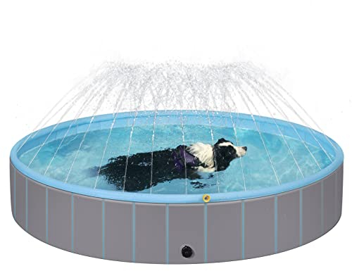 EUGAD Hundepool, Faltbare Hundepool, Hunde Pool mit Sprinkler 120x30cm Schwimmbecken für Kleien mittlegroße Hunde, PVC Hundeplanschbecken Pool Wasserspielzeug für Sommer Outdoor Garten