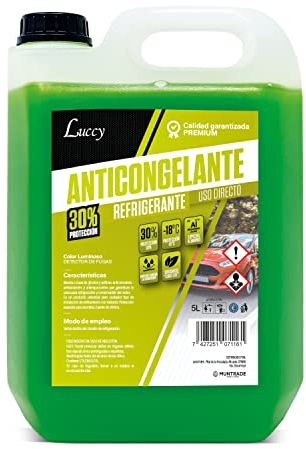 MUNTRADE Anticongelante Coche Orgánico Long Life, 30%, 5L - Anticongelante Refrigerante Coche, Protección -18ºC
