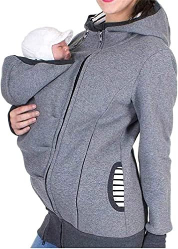 Babytrage Jacke Atmungsaktiv Warm,Mit Kapuze Langarm Umstandsjacke 3 In 1 Reißverschluss Soft Baumwolle Tragejacke Mit Abnehmbar Herbst Und Winter Freizeitjacke 1,3XL
