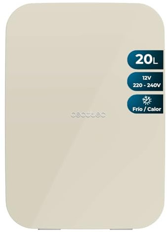 Cecotec Minicooling Bolero Minicooling 20L Bahamas Beige. 20L, Mini Frigo 12V-220V, Compatibile Con Auto-Camper, Funzione di Raffreddamento-Riscaldamento, Gamma di Temperatura 7-65°C, Trasporto Facile