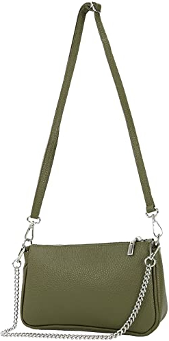 modamoda de - T237 - Umhängetasche Klein Small aus ital. Leder, Farbe:Olivgrün